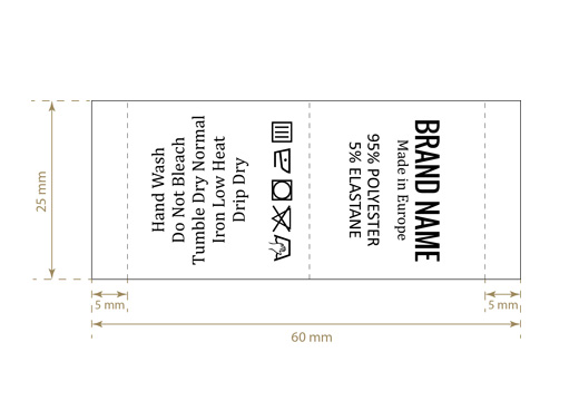 Etiqueta de cuidados de lavagem Model TC-M25
