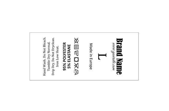 Etiqueta de cuidados de lavagem e tamanhos Model TC-M42